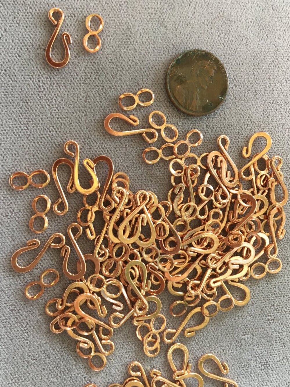 Fifty (50) Copper-plated Hook and Eye Clasps - Easy-to-Use, Pretty, Affordable!